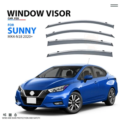 Nissan Sunny Window Visor, Rain shield - cross-border-fine-fight-without-logo-sunny-mk4-n18-2020-with-bright-strips-rain-shield-corner-protection-packaging