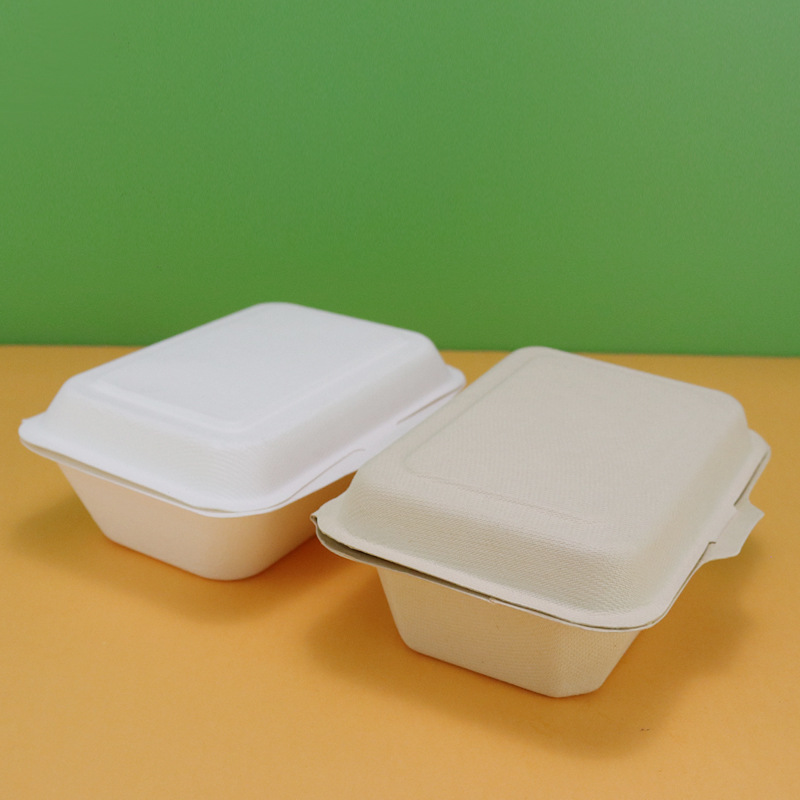 Fiambrera de pulpa de papel desechable, caja de hamburguesas, caja de pastel de bento de red neta, caja de almuerzo de papel de dibujo cuadrado, caja de embalaje para llevar