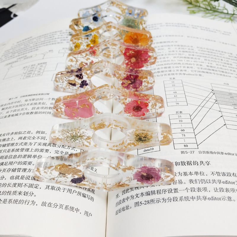 ドライフラワーブックプレス、クリエイティブな接着剤読書補助具、本物の花の樹脂工芸品、接着剤ギフトアクセサリー|undefined
