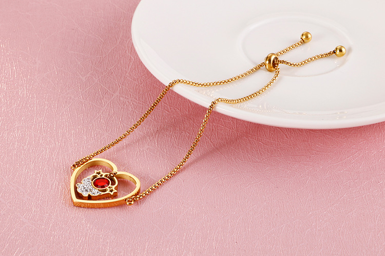 304 Stainless Steel Material Trend Diamond-studded Titanium Steel Bracelet Exquisite Heart-shaped
