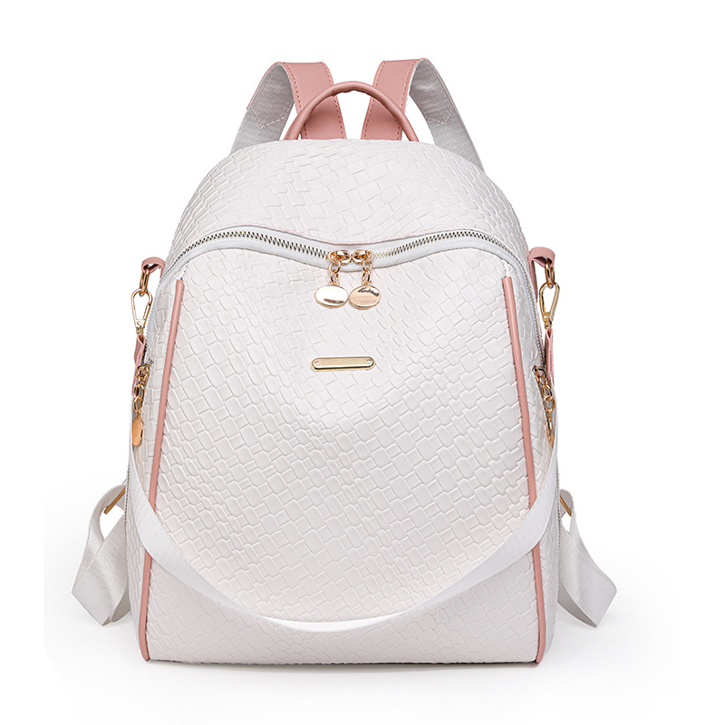 2024 verano nueva moda contraste color damas mochila simple tejido multifuncional mochila de viaje de doble uso al por mayor