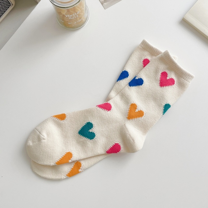 Ladies Cotton Love Stockings - Black Background Color
