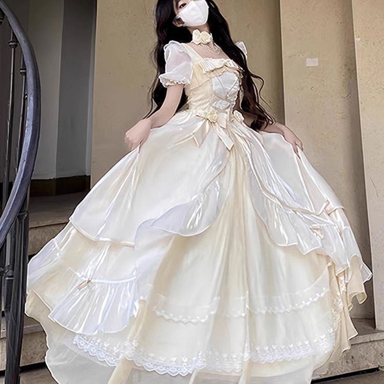 礼服女呜呼大裙子Lolita开学季长裙礼服花嫁洛丽塔成人礼大码裙女-阿里巴巴
