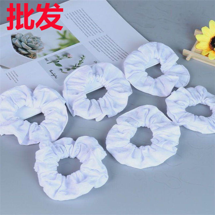 New European and American Cross-Border White Hair Accessories Pure Cotton Dyed Large Intestine Hair Band Hair Band Elastic Hair Band Headband Jewelry New European and American Cross-Border White Hair Accessories Pure Cotton Dyed Large Intestine Hair Band Hair Band Elastic Hair Band Headband Jewelry