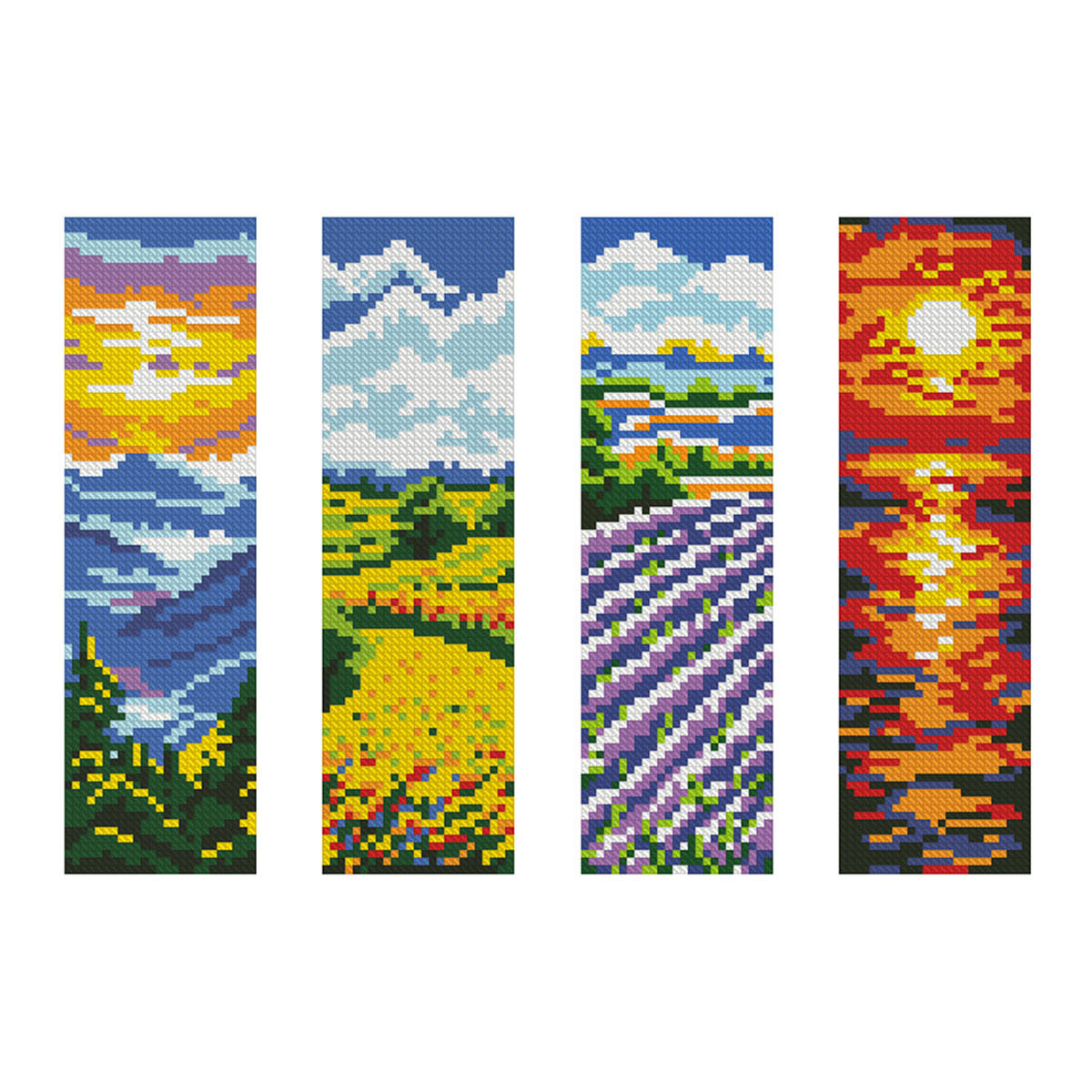 Mona Lisa Royal Cross Stitch Marcador-Four Seasons Picture Roll New Lakeside Sunset Sala de estar simple Bordado de hilo hecho a mano