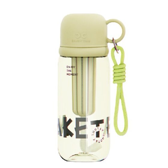 Shangtai Double Drink Tritan Plastic Cup Student Women's Sports Tea Flower Tea Cup with Lanyard Tea Warehouse Straw Water Cup