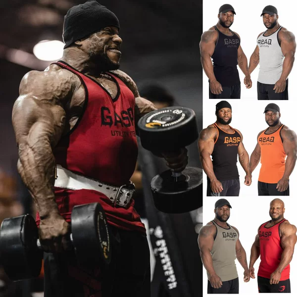 GASP Summer Gestapo Fitness Bodybuilding Training Running Tight Rib High Elastic Muscle European and American Strength Vest