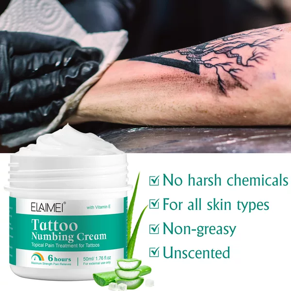 ELAIMEI cross-border tattoo care flat pain cream tattoo embroidery cream pain removal cream moisturizing repair solid color cream in stock 50ml