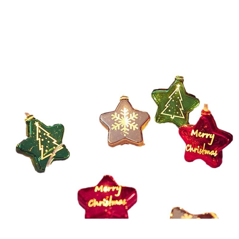 Navidad galvanizado Tianluo bola de lámpara de decoración de vacaciones bola de pentaco lámpara intermitente interior de árbol de Navidad colgante de lámpara de cadena