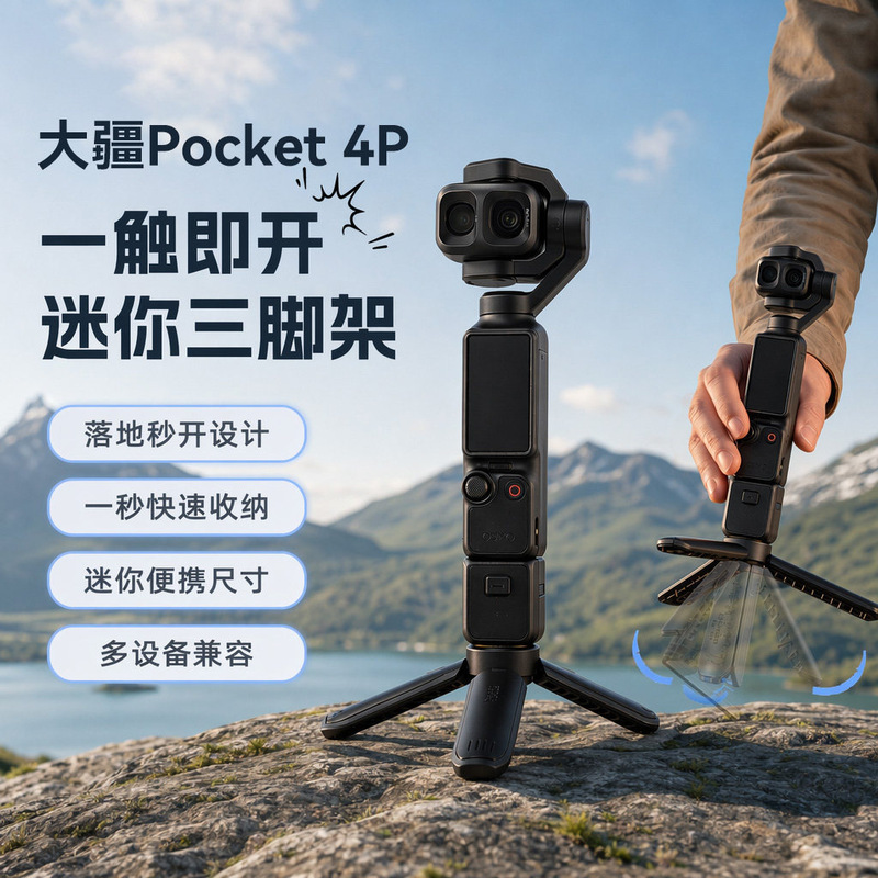 Mini Quick-Open Tripod Suitable for Dji Action6/5/4 Tripod Pocket4Pro4/3 Desktop Stand Mini Quick-Open Tripod Suitable for Dji Action6/5/4 Tripod Pocket4Pro4/3 Desktop Stand
