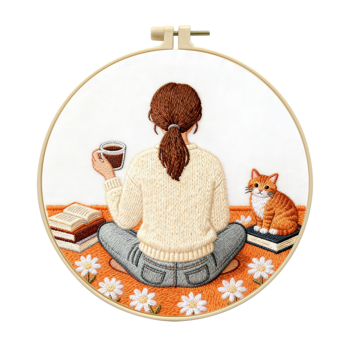 Pequeñas piezas transfronterizas bordadas a mano DIY material paquete principiante adornos hechos a mano fabricantes de café chicas al por mayor cabello recto