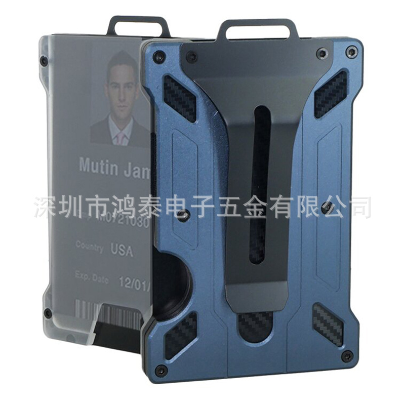 Amazon nuevo titular de la tarjeta de aleación de aluminio transparente insignia RFID metal billetera titular de la tarjeta de trabajo con la posición de la insignia