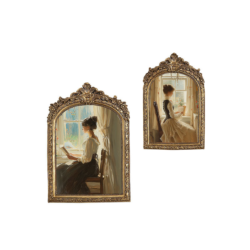 European Style Bedroom Desktop Carved Old Resin Photo Frame Vintage Oil Picture Frame Photo Wall Combination Wall Hangable Photo Frame