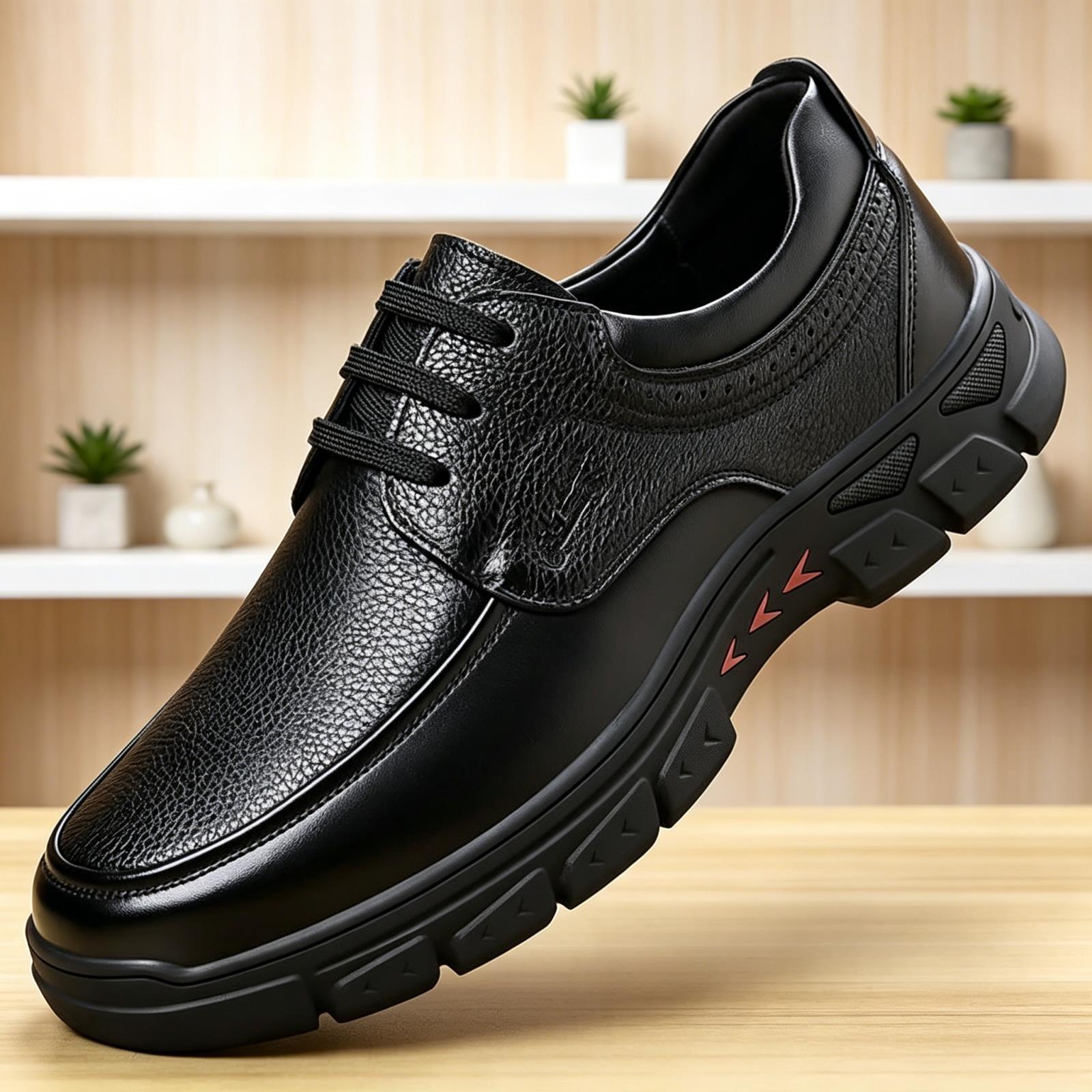 Trendy Leather Shoes, British Style, Men's Business Formal Wear, Trendy Casual Shoes, Soft-Soled Dad Shoes for Middle-Aged and Elderly People, Casual Shoes