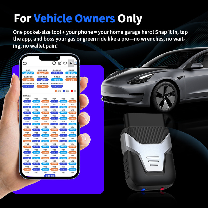 New energy vehicle fault diagnostic instrument battery pack single cell voltage three electric system OBD mobile phone detector
