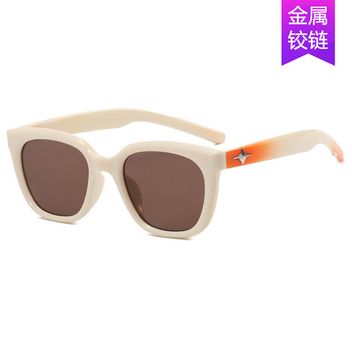 Internet celebrity Qin Xiaoxian's same style square star  new khaki sunglasses trendy sunglasses square and versatile