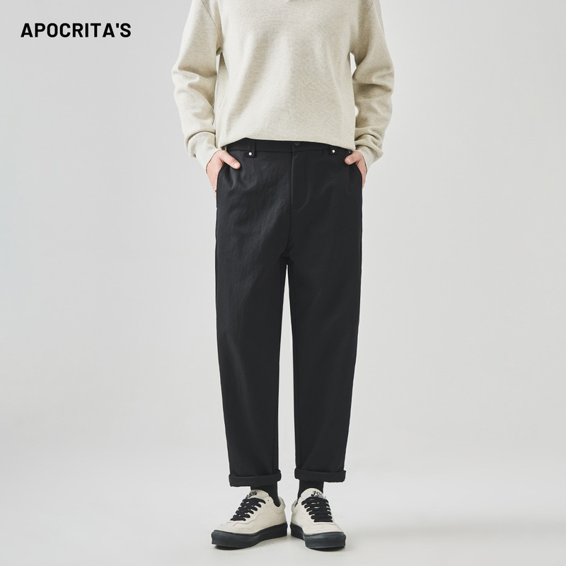 Apo Men's Clothing | Cross-Border Sports Casual Pants for Men in Autumn New Style Simple and Versatile Loose Tapered Semi-Elastic Trousers