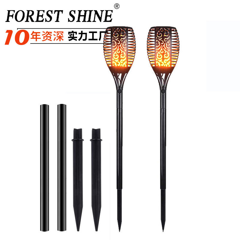 Al Aire Libre nuevo LED impermeable jardín césped montado en la pared piso-inserción plana llama solar lámpara de la antorcha de la lámpara