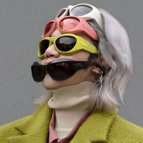 2024新款太阳镜异形曲面眼镜时尚街拍眼镜跨境欧美风太阳镜批发