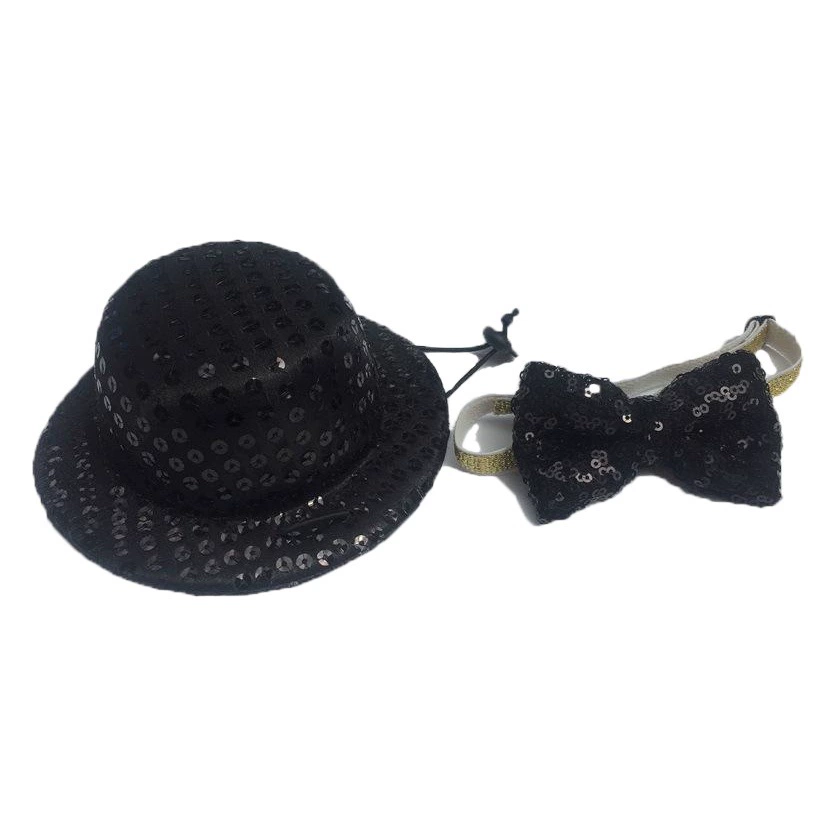 Новый Pet Hat Черный Блесток Верхняя Шляпа Галстуки-Бабочки Костюм Собака Кошка Фестиваль Партии Рождественская Шляпа