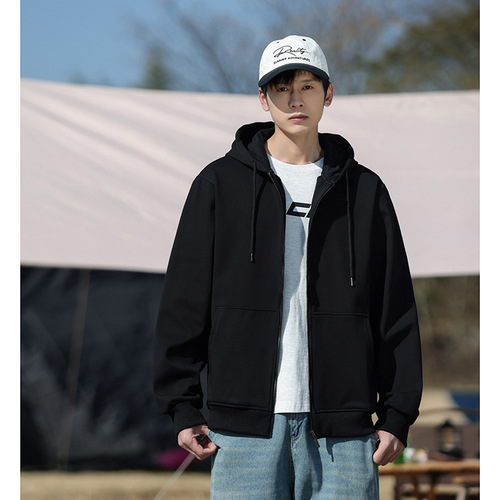 Autumn and Winter New Men's Sport Coat Casual Open Sweatshirt Stand Collar Top Casual Jacket Men's Clothing