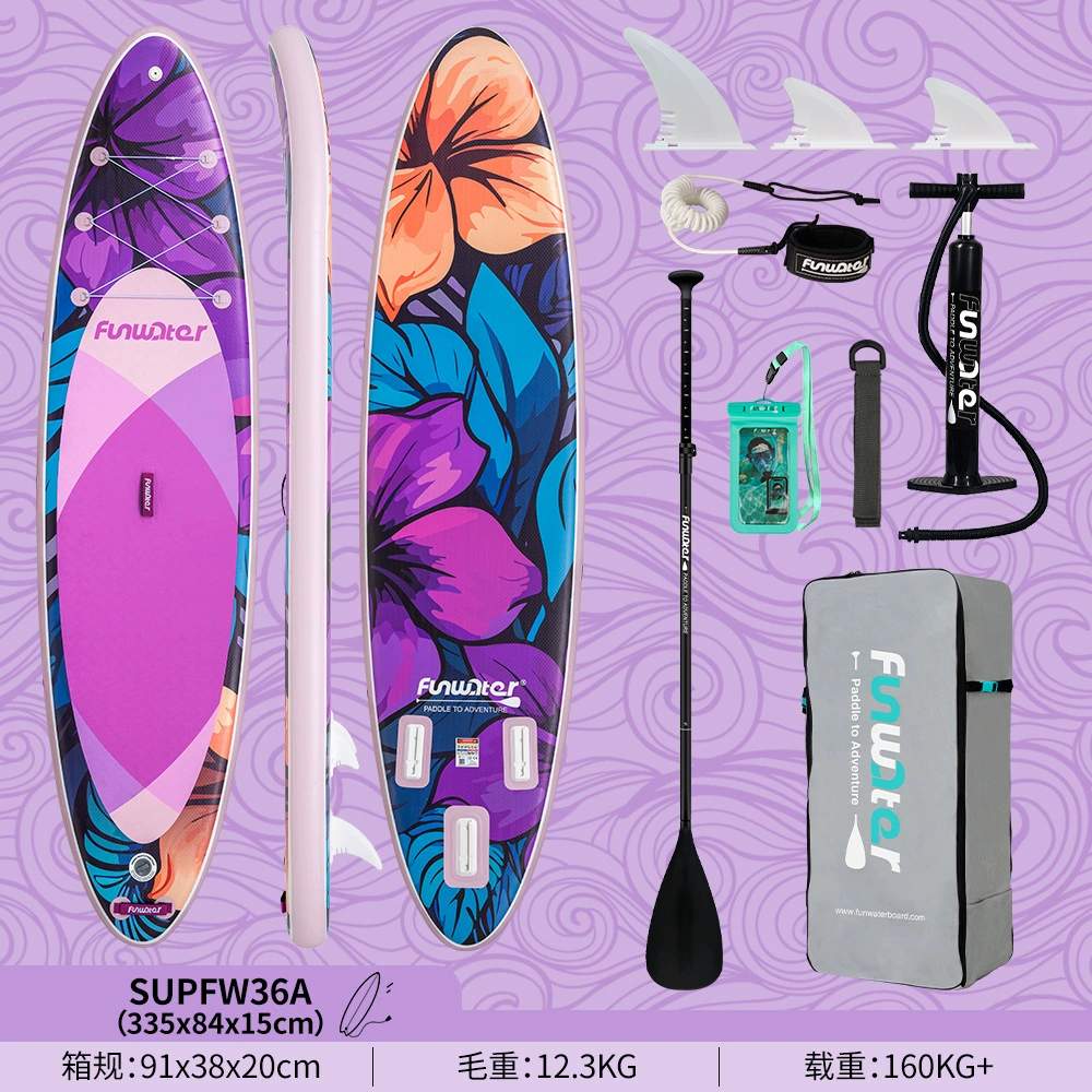 Надувная SUP Funwater для серфинга-стэнд-ап, варианты 335–385 см с веслом/сиденьем/основанием под камеру