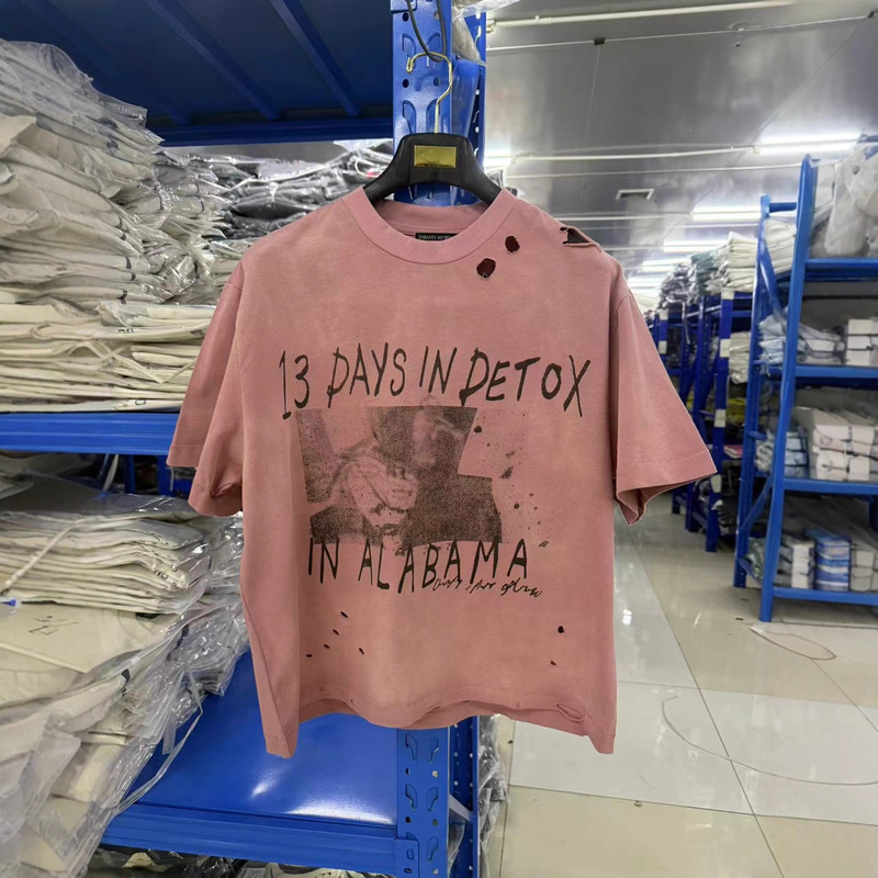 Erd's Melancholic Rich Kid Short-Sleeve T-Shirt with Washed Vintage Print and Heavy-Duty Material Erd's Melancholic Rich Kid Short-Sleeve T-Shirt with Washed Vintage Print and Heavy-Duty Material