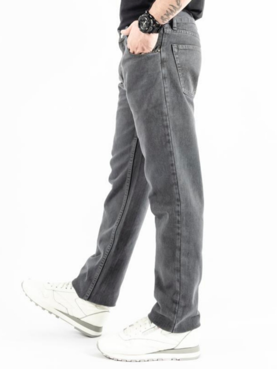 Cleanfit Herren Jeans Mit Geradem Bein Graue Freizeithose_voghion.com