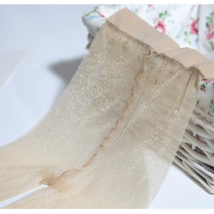 Medias de seda de perla entrepierna de primera línea para mujer medias de cebolla plateada calcetines transparentes de seda de colores ligeramente brillantes calcetines finos de fondo