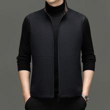 羊毛呢子羽绒马甲男立领内穿保暖背心中年爸爸装加厚马夹坎肩外套