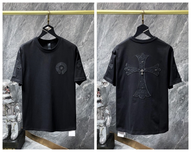 24クロスボーダートレンディブランドCh Crow*Horseshoe SanskritラウンドネックTシャツ半袖万能男女Tシャツスポット卸売|undefined