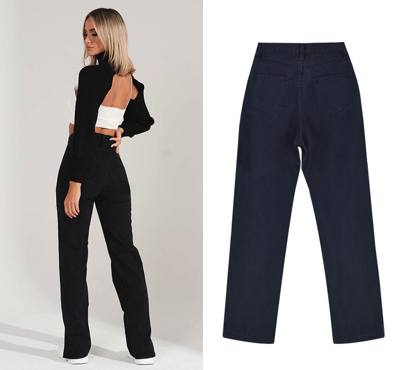 Nieuwe 2023 Street Trendy broek met rechte pijpen voor damesjeans, splitbroeken en broekentrend_voghion.com