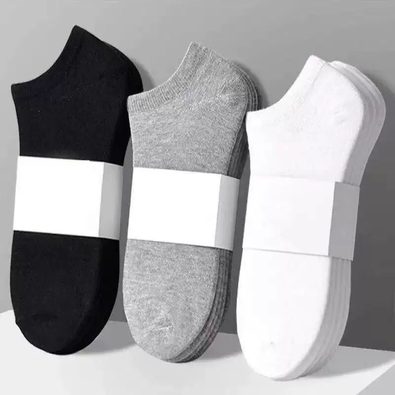 Customized Socks for Men and Women Short Summer Black and White Gray Boat Socks Solid Color Thin Breathable Sports Versatile Socks Wholesale