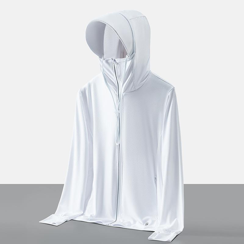 Ropa de protección solar para hombres, ropa de piel resistente a los rayos UV con sensación de hielo de verano, ropa de pesca de pareja con ala desmontable y transpirable para mujeres