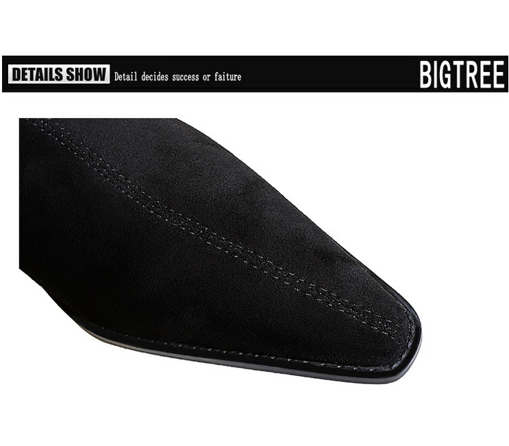 Modische, schlichte Winter-All-in-One-Stiefeletten aus Wildleder mit klobigem Mittelabsatz und spitzer Spitze für Damen_voghion.com