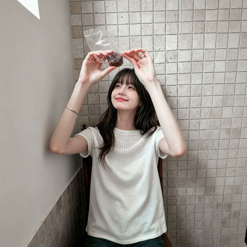Yifang Erji "Mist Island" White Knitted Raglan Short-Sleeve T-Shirt for Women, Summer Style Hollow-Out Round Neck Top Yifang Erji "Mist Island" White Knitted Raglan Short-Sleeve T-Shirt for Women, Summer Style Hollow-Out Round Neck Top