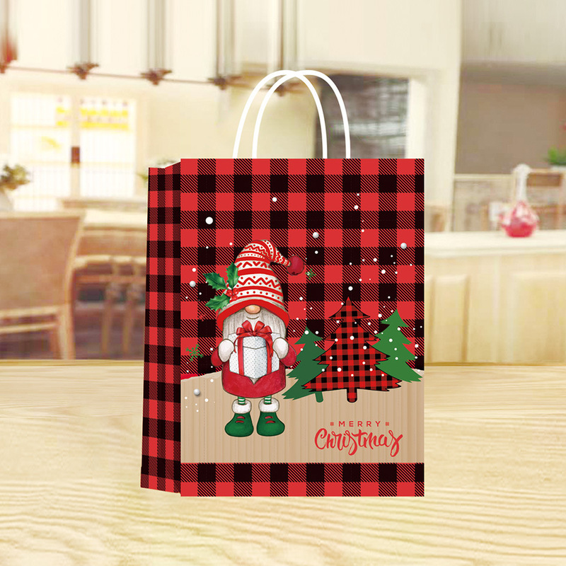 サンタクロースクラフト紙キャンディーバッグ手提げ袋クリスマスイブプレゼント紙袋漫画お土産袋梱包袋|undefined