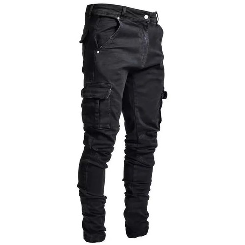 2025 European and American Cross-border New Men's Side Pocket Elastic Petite Slim Fit Jeans