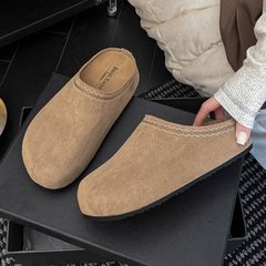 Qiyor厚底包头半拖鞋女2025秋季新款增高勃肯拖鞋内增高时尚单鞋