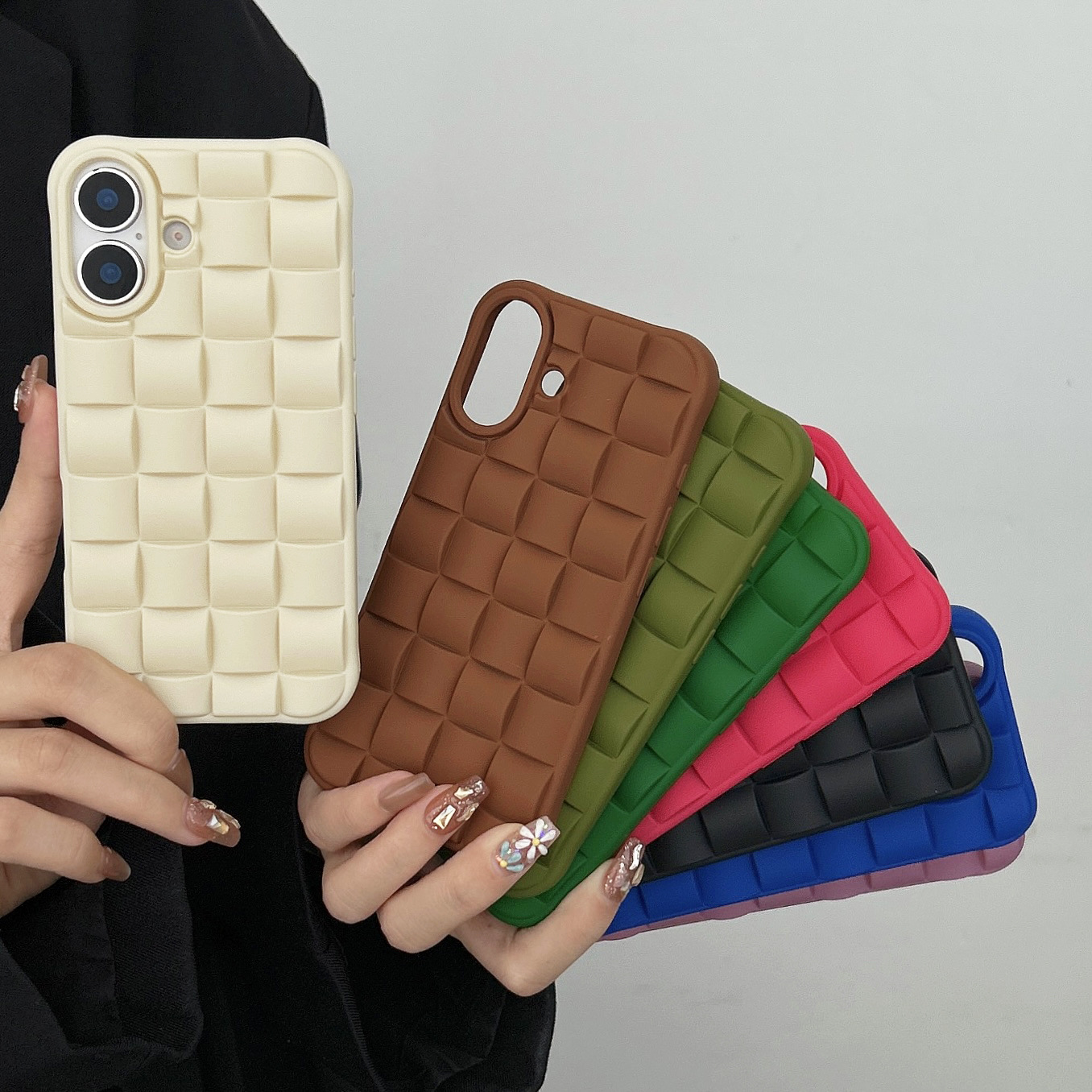 Original Woven Pattern Apple 17 Pro Max Phone Case, 3D Soft Case for 14 Plus, Silicone Apple 16 Phone Case