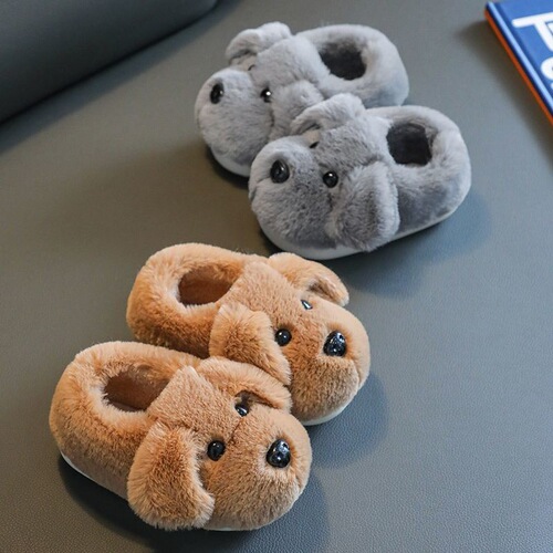 Children's cotton slippers, boys, 1-3 years old, 2 infants, baby slippers, winter thick sole, non-slip cotton shoes, children and dogs
