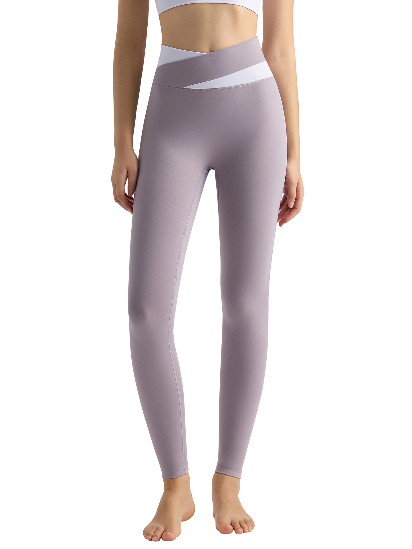 LAHN color cruzado cintura cabeza pantalon alto cintura elevación de cadera adelgazamiento nueve puntos para correr V cintura pantalones de fitness de plástico