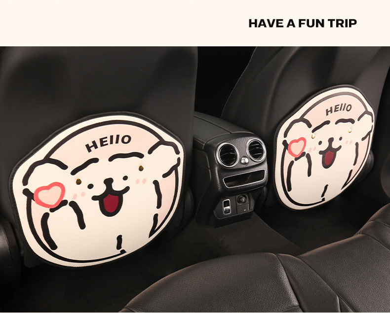 Women's cute puppy cartoon chair back anti-kick cushion car seat chair back anti-dirty anti-fouling cushion back pocket suspension type