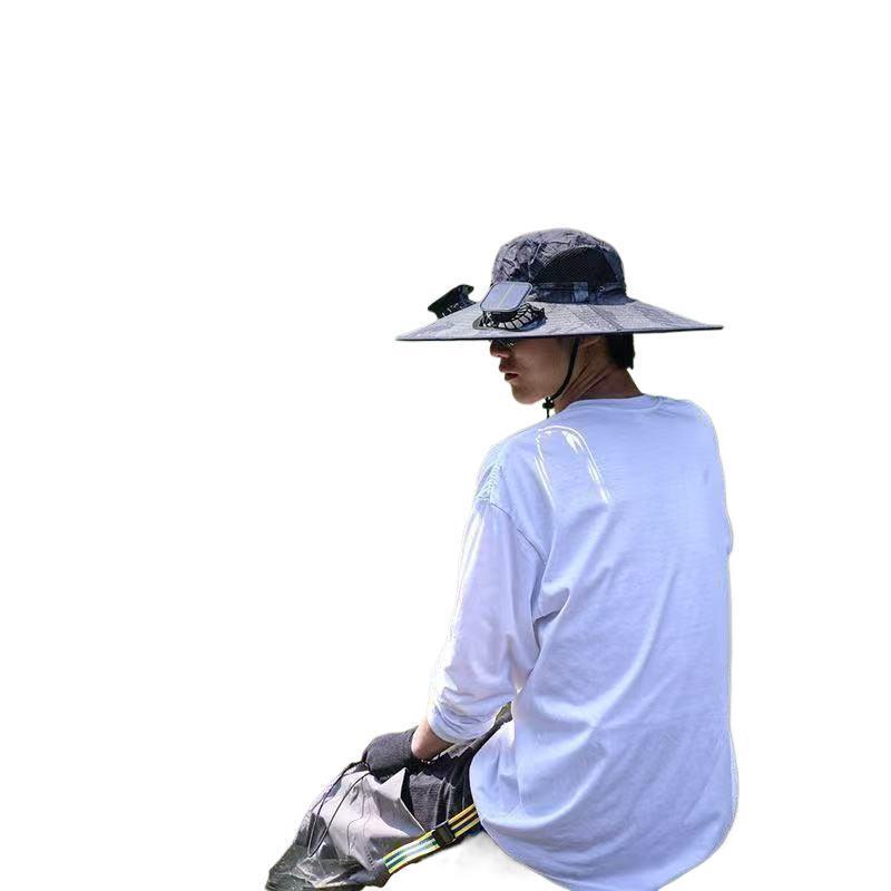 ソーラーファン釣り男性屋外夏登山 UV サンシェードサンハット漁師帽子日焼け止め帽子|undefined