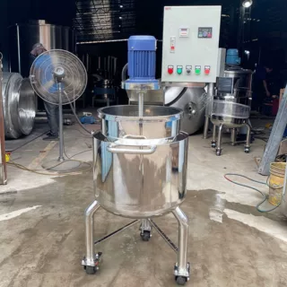 简易型不锈钢电加热化工胶水搅拌罐 食品液体搅拌桶酱料配料桶