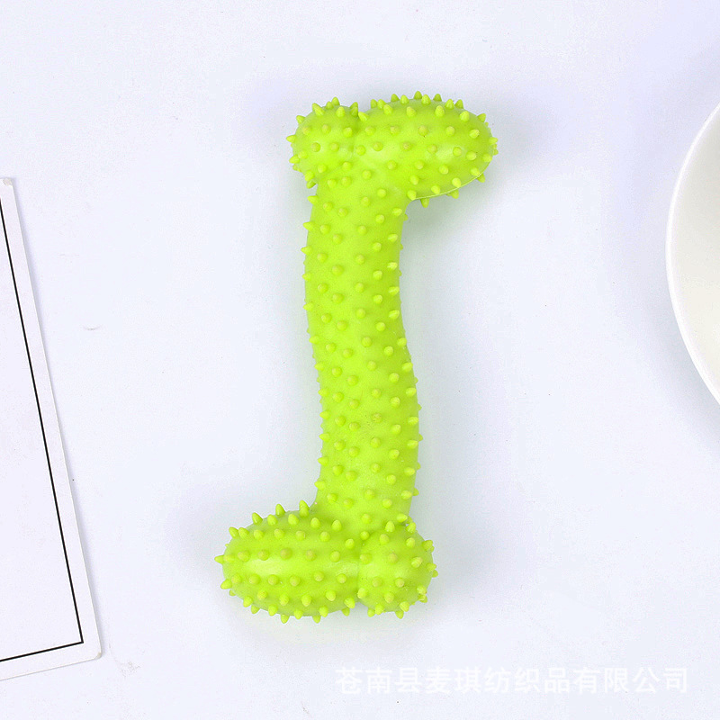 Juguete para Perros con Forma de Hueso de TPR con Espinas, Juguete para Limpiar los Dientes y Masticar, Juguete de Entrenamiento para Perros