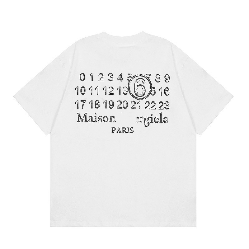 Mm6マギラtシャツ2023夏新作男女カップル服アラビア数字プリント半袖|undefined