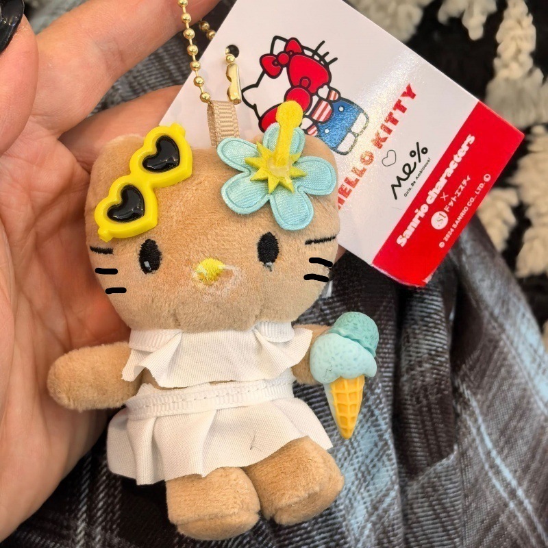 黑色草帽kitty帽宝宝挂件爱心扣公仔玩偶可爱赫本风挂饰钥匙扣|undefined