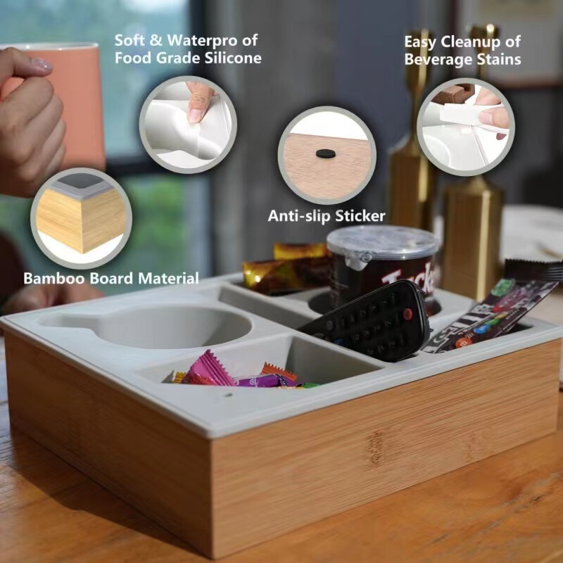 Desktop Storage Box Bamboo Wooden Wine Coffee Storage Rack Household Sofa Cup Holder Bamboo Wooden Storage Box