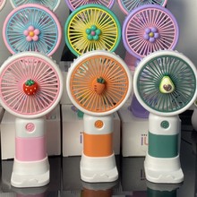 东南亚热卖水果手持便携式带底座桌面花与动物充电迷你小风扇一档